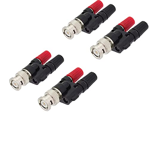 Adaptador conector BNC macho a doble banana hembra 4mm x4 miniatura 1