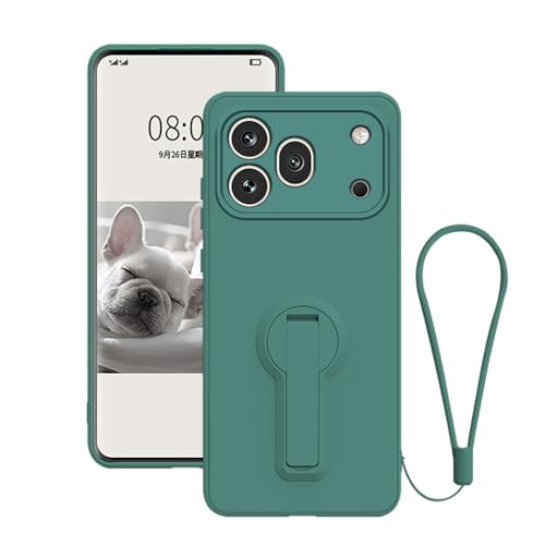 Wousunly Compatible with Honor 600 Pro Case with Lanyard Strap, Silicone Phone Cases for Honor 600 pro with Stand Cute Slim Funda Black Accessories Protection (deep Green)