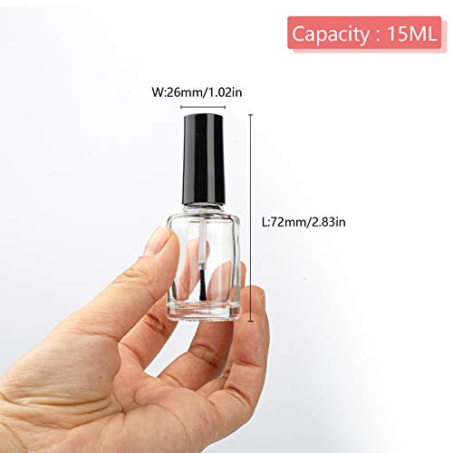 GTHER 20PCS Empty Nail Polish Bottles, Clear Glass Refillable Bottles Container with Brush Cap & Funnel & Mixing Balls for Nail Art (15ML)3