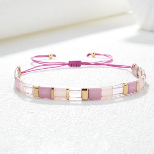 Image of KELITCH Colorful Tila Beaded Bracelets Women Strand Friendship Bracelet Handmade New Link Cuff Bracelets