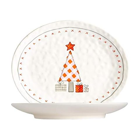 Nicola Spring 2 Piezas de Navidad Platos de Servir Set - Remiendo Cover