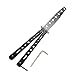 Coltello a Farfalla da Allenamento Butterfly Knife Trainer Practice Knife Unsharpened Metal Flessione Martial Arts Coltello in Acciaio con Foro (nero)