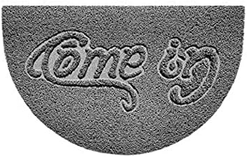 Nicoman Embossed Halfmoon Half Circle Door Mat Dirt-Trapper Jet-Washable Doormat 70x44cm (Grey, HEART Shape) - Use Indoor or Sheltered Outdoor