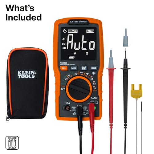 Image of Klein Tools MM460S Smart Digital Multimeter, 600V AC /DC Auto-Ranging TRMS, Voltage Tester, Backlit Display, Hands-Free Operation, Professional Electrical Tester