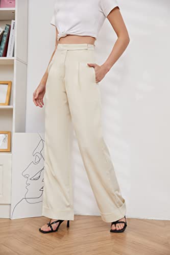 Women’s Wide Leg Trousers Pants High Waisted Black Business Work Straight Leg Long Pants3