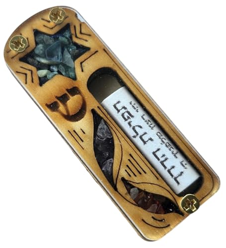 Wood CAR MEZUZAH & Traveler Protection Scroll a Jewish Hebrew Prayer and Star of David