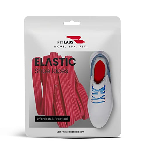 Image of No Tie Shoelaces for Kids and Adult - Elastic Flat Shoelaces for Sneakers, Boots, Board Shoes, Casual Shoes - One Size Fits All - Pack of 1 Pair (Red)