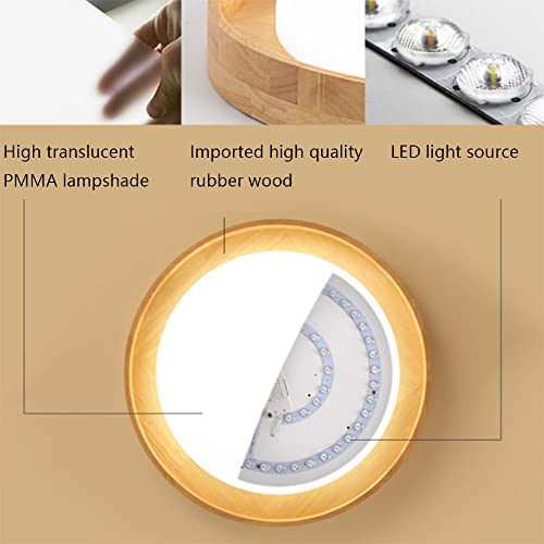 Plafonnier acrylique LED rond en bois véritable pour éclairage de balcon et bureau
