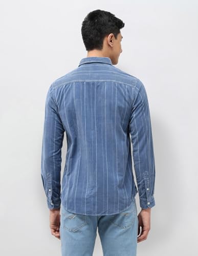 Image of U.S. Polo Assn. Denim Co. Indigo Striped Corduroy Slim Fit Men's Shirt