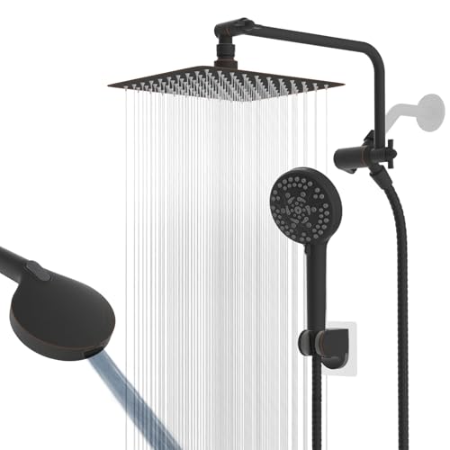 Image of 10 inch Metal Rainfall Shower Head with 10-Mode Handheld, Oil Rubbed Bronze