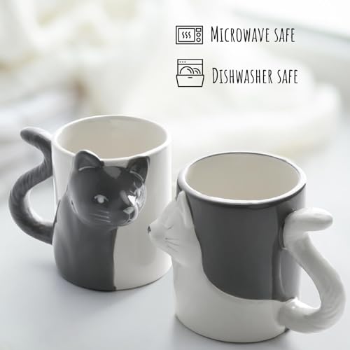 Set de tazas gato MIAMIO 2 unidades cerámica blanca 14 oz miniatura 6