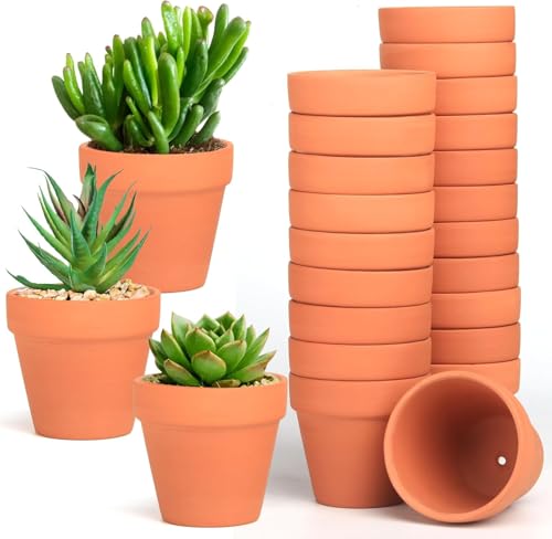 FAINCA 20 Stück Tontöpfe Klein 4x4,5 cm Terrakotta Topf mit Abflussloch Terracotta Blumentopf Wiederverwendbar Kleine Tontöpfe zum Basteln Mini Blumentöpfe Tontopf Blumentopf für Mini Pflanzen Töpfe