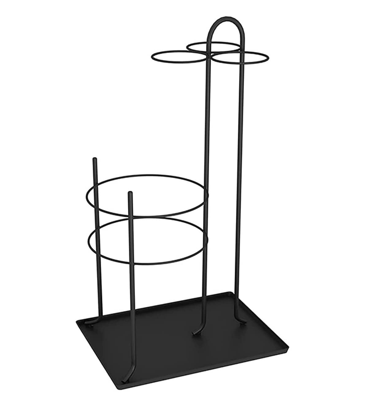 HYLYGFH Metal Umbrella Stand Holder for 6 Umbrellas Umbrella Rack for Canes and Walking Sticks Black Framework with Storage 33"