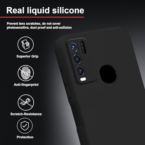 Image of TRUEUPGRADE Liquid Silicone Designed Back Case Cover for Vivo Y50 | Microfiber Inside, Full Protection | Bumper Back Cover Case for Vivo Y50 Black