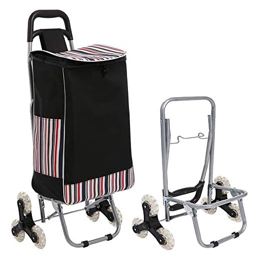 Shopping Cart, Stair Climber Utility Carts with Wheels 150 lbs Capacity Grocery Foldable Cart with Extra Large Removable Shopping Bag Laundry Utility Cart