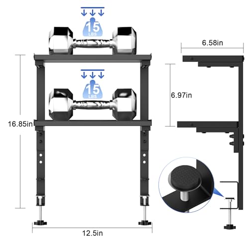 image for Spacrea clamp on Desk Shelf, 2 Tier Office Desk Shelves Organizer, Woo