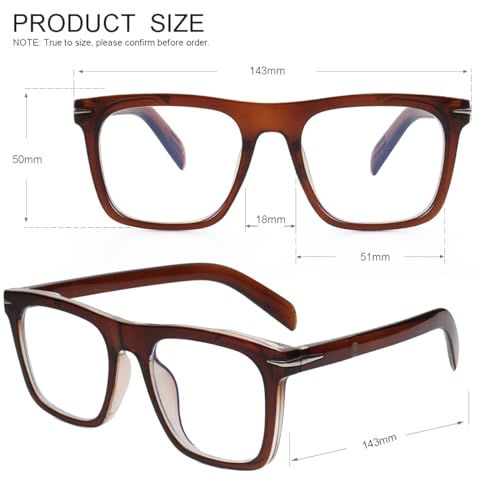 Image of JOVAKIT Square Frame Glasses for Women Men Non-prescription Clear Lens Eyeglasses Anti-Blue Light Lens Eyewear