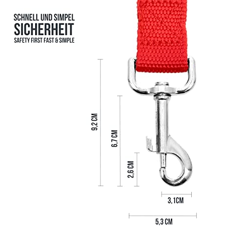 Lantelme Hunde Auto Sicherheitsgurt Adapter XL ausziehbar 60cm bis 95cm Extra Breit und Stark | Gurtadapter Nylon Farbe Rot für Autogurt KFZ Wohnmobil Fahrzeug Auto | Für große Hunde Tiertransport