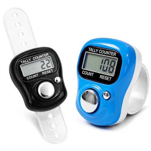 Image of FreshDcart Digital Finger Tally Counter Combo | Adjustable Ring & Hand Strap Click Counter | 5-Digit LCD Display with Reset Button for Mantra Jaap, Meditation, Sports, Knitting & Attendance