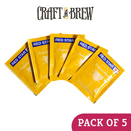 Craft A Brew - Red Star Premier Blanc Wine Yeast - All-Purpose, High-Performing Dry Wine Yeast - For Red & White Wines - Ingredients For Home Fermenting - Wine Making Supplies - 5 Pack #TOP2