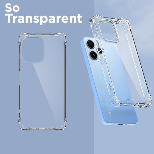 Image of Outlouders Back Cover for Redmi 12 4G Clear Transparent PC + TPU Bumper Case with Raised Edges for Shockproof Protection (Transparent)