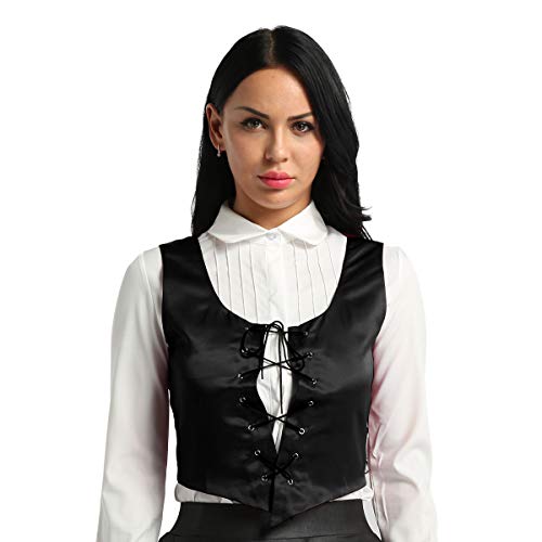 Alvivi Women's Medieval Renaissance Cosplay Costume Reversible Peasant Lace Up Bodice Bustier Corset