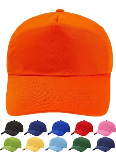 4sold Junior 100% Baumwolle 5 Panel Cap Unisex Jungen Mädchen Mütze Baseball Cap Hut Kinder Kappe Snapback Baseballcap Kappe Einfarbig Sonnenschutz Sonnenhut Basecap Einstellbar Baseballkappe Kinder