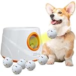 Automatic Ball Launcher for Dogs with 6pcs 2.3 Inch Etpu Tennis Balls,Thrower Distance 20-45ft,interacive Dog Toys for Indoor/Outdoor for Small Or Medium Dogs (Orange)