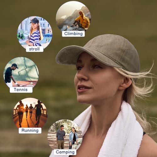 Utensilsto 3 Stück Baseballkappe für Herren und Damen, Verstellbar Baumwolle Baseball Cap Vintage Unisex Basecap Sonnenhut Sportkappe für Outdoor Sport Leisure Reisen, Schwarz, Khaki, Marineblau