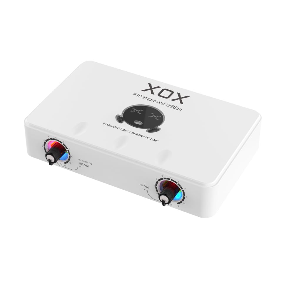 XOX Interfaz de audio USB de edición mejorada P10 para transmisión en vivo, grabación y grabación de calidad de estudio de podcasting con panel de controlador