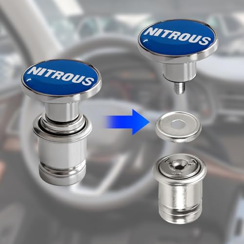 Image of NITROUS Button Car Cigarette Lighter Plug, Car Cigarette Lighter Replacement, Aluminum Alloy Push Button Lighter Plug, Standard 12V Fast Heating Power Socket for Auto
