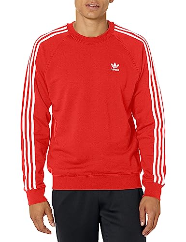 adidas Originals Men's Adicolor Classics 3-Stripes Crew Sweatshirt, Better Scarlet, L