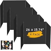 HAUTOCO 4 Stück Schwarze Dreifach Gefaltete Postertafel, 66,6 x 40 cm, Mittel Wellpappe Anzeigetafel Präsentationstafeln für Präsentationen, Kunstprojekte, Schule, Büro