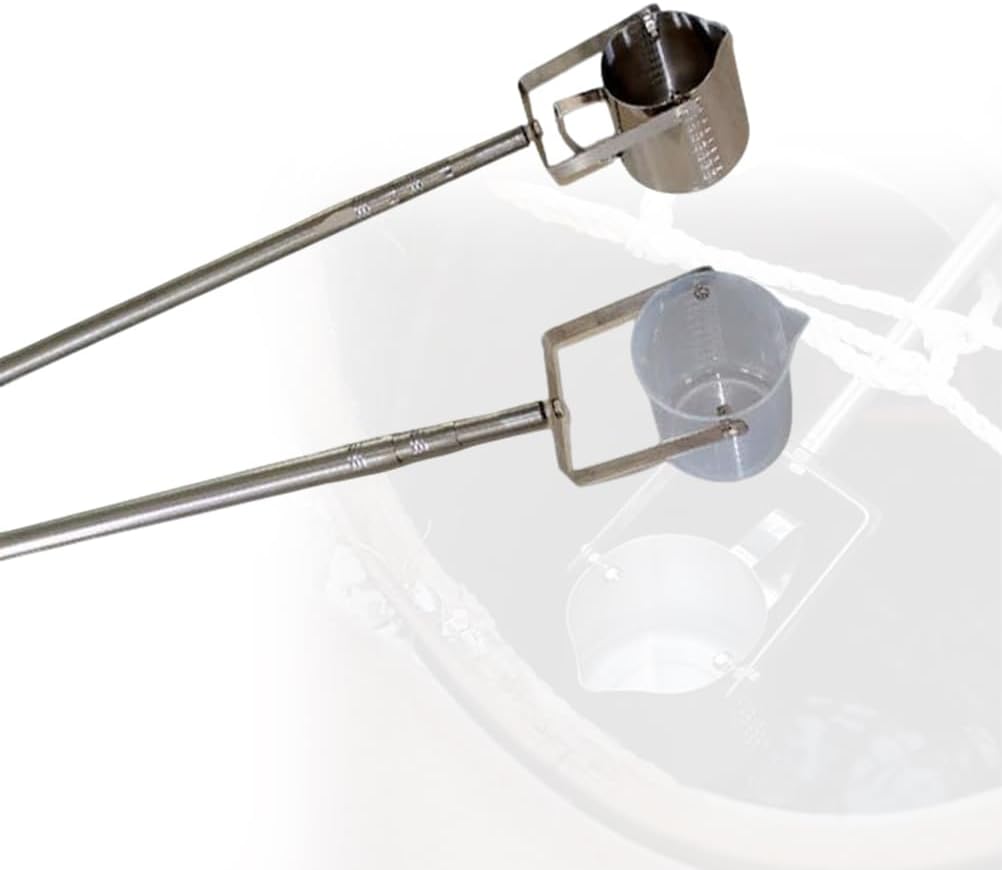 Telescopic Water Sampler 500ml/1000ml - Stainless Steel Rod & Ladle Beaker,Water Quality Sampling Pole(0.61-1.5m) for Accurate Liquid Testing,Plastic 1000ml,0.98~2.5m