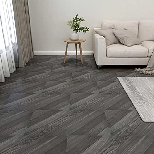 Juroupi Lamas para Suelo Autoadhesivas Suelo autoadesivo Suelo PVC Suelos de PVC Adhesivos para Suelos 55 uds PVC 5,11 m² Gris Rayas