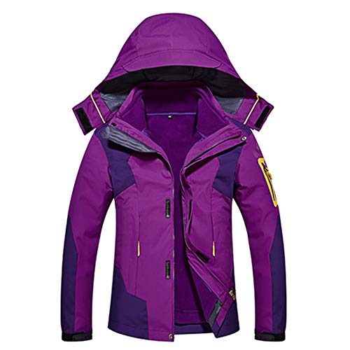 JIANYE Chaqueta 3 en 1 Hombre Chaqueta Softshell Mujer Chaquetas Impermeables Transpirables Chaqueta de Montaña Púrpura 2XL