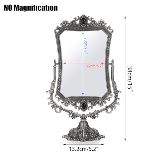 Espejo de maquillaje rectangular metálico con soporte miniatura 2