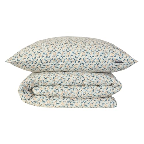 Schiesser Bettwäscheset Ditsy | 2-teilig | Floral | Renforcé | 100% Baumwolle | Oeko-Tex Zertifiziert | Reißverschluss | 135x200cm + 80x80cm | Creme