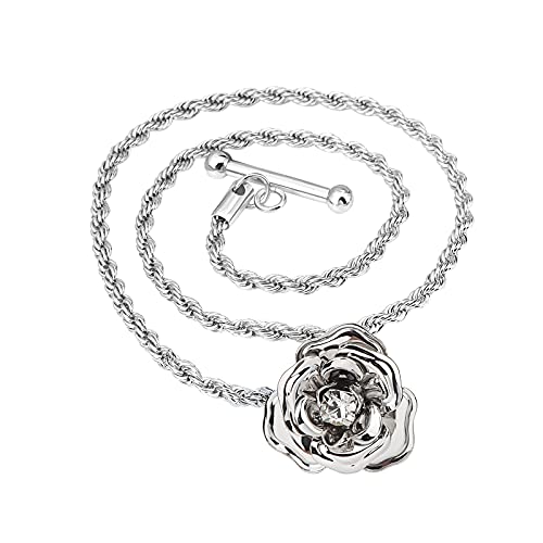 YYBONNIE Lapel Chain for Men Brooch with Hanging Chain Costume Pin Suit Shirt Tuxedo Stud Collar Lapel Pin Men's Accessories (Silver Chain&Alloy Rose)