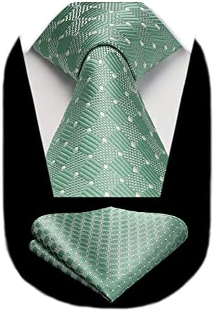 HISDERN Check Wedding Plaid Tie Handkerchief Men's Necktie Pocket Square Set For Formal Business
