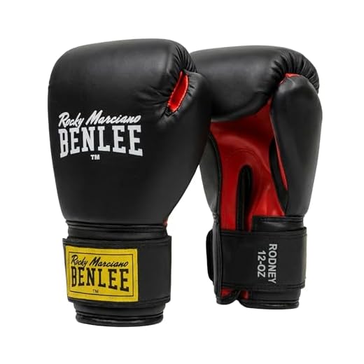 BENLEE Rocky Marciano Boxhandschuhe Training Gloves Rodney, Schwarz/Rot, 12, 194007