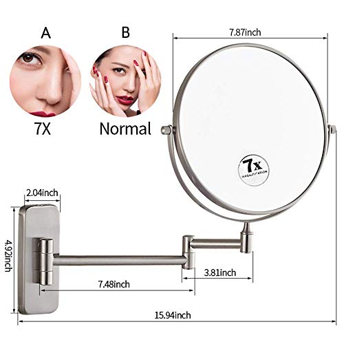 Miroir de rasage cosmétique fixé au mur double face 8 pouces - 4