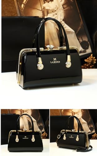 Image of Fashion Leather Women's Top Handle Satchel Crossbody Handbags Diamonds Evening Bag Purses Hard Shoulder Bags | Fashion