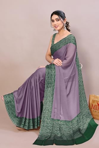 Image of MIRCHI FASHION Saree for Woman Chiffon Madhubani Print | Breathable Comfortable Printed Saree for Office and Regular Use (Available in 15 Designs)