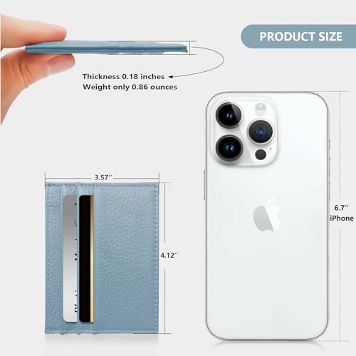Image of M-Plateau Super Slim Genuine Leather Credit Card Wallet | Card Holder, Small Wallet for Man and Women with 6 Card Slots and 1 Pocket (Sky Blue)