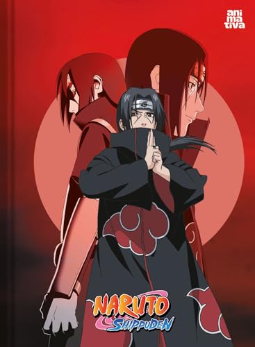 Kit de Caderno, Brochura Costurado 1/1, Capa Dura, Naruto, 80 Folhas, Animativa, Pacote com 5 Unidad