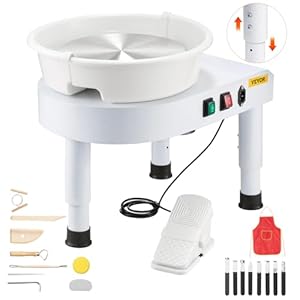 VEVOR Aardewerk wiel, 11 inch keramische wiel vormen machine, 0-300 RPM Snelheid Handmatig Verstelbare 0-7,8 inch Lift been, voetpedaal afneembaar bassin, beeldhouwen gereedschap accessoire kit voor