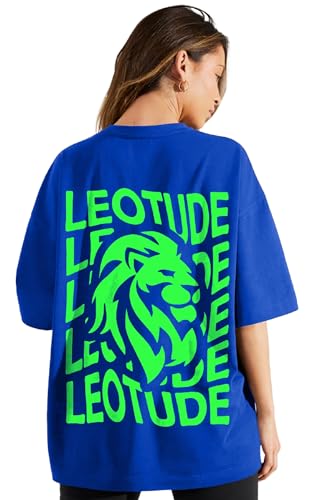 Image of LEOTUDE Cottonblend Oversized Half Sleeve Colorful Printed Combo T-Shirts for Women (Pack of 2)