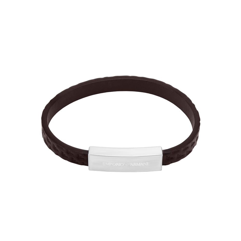 Emporio Armani Multicolored Brown Leather Id Bracelet