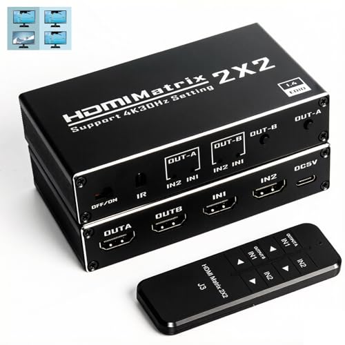 分配器・切替器 HDCP2.2-HDCP1.4 Converter Amazon | HDMI 切替器 2入力2出力 マトリックススイッチ 分配器